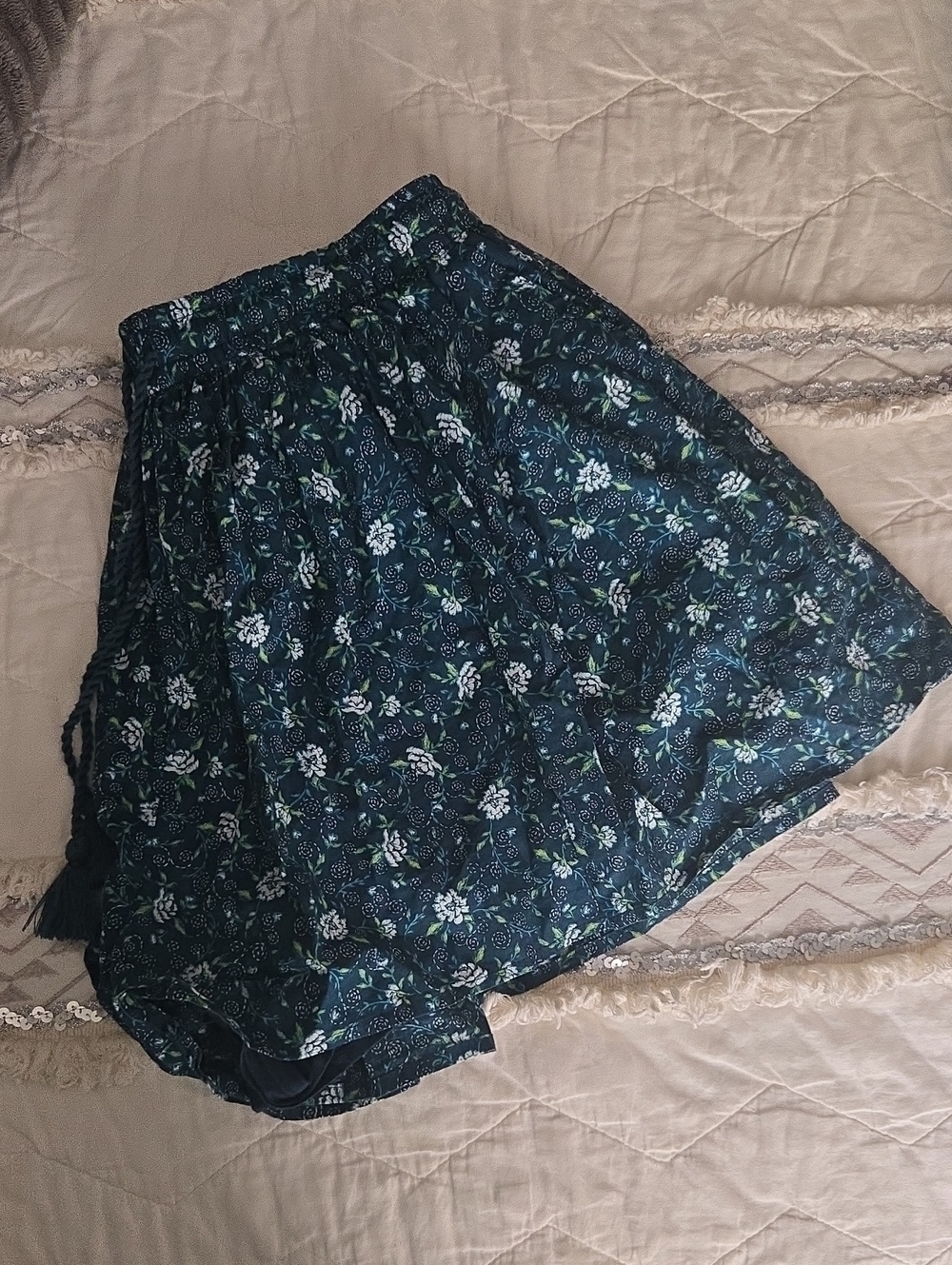 Old Navy Teal Blue Shorts with Floral Waistband